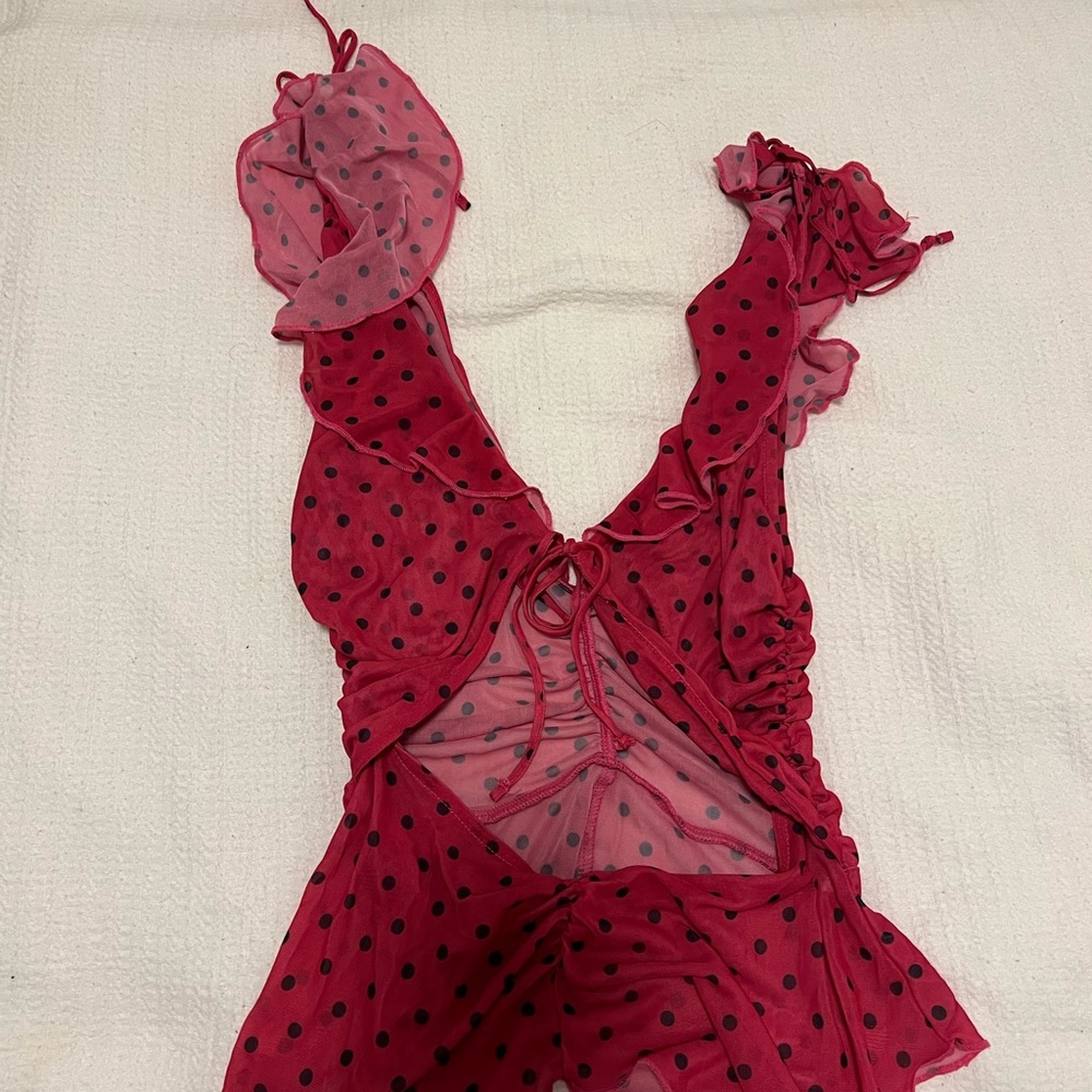 Urban Outfitters Pink Polka Dot Top